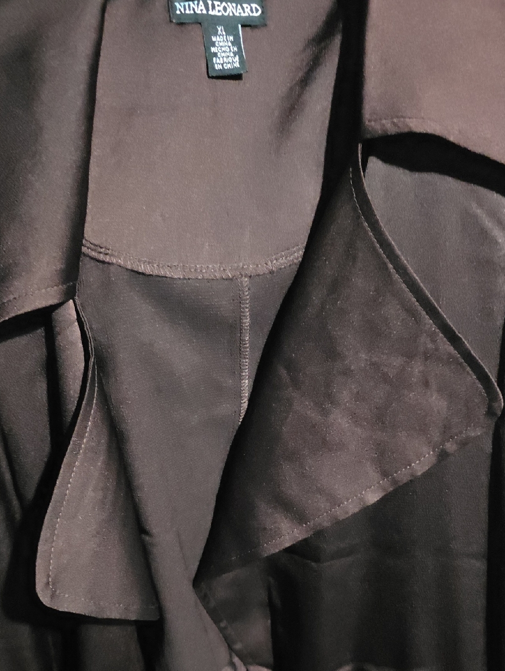 NWOT NINA LEONARD BROWN SATIN TIE JACKET